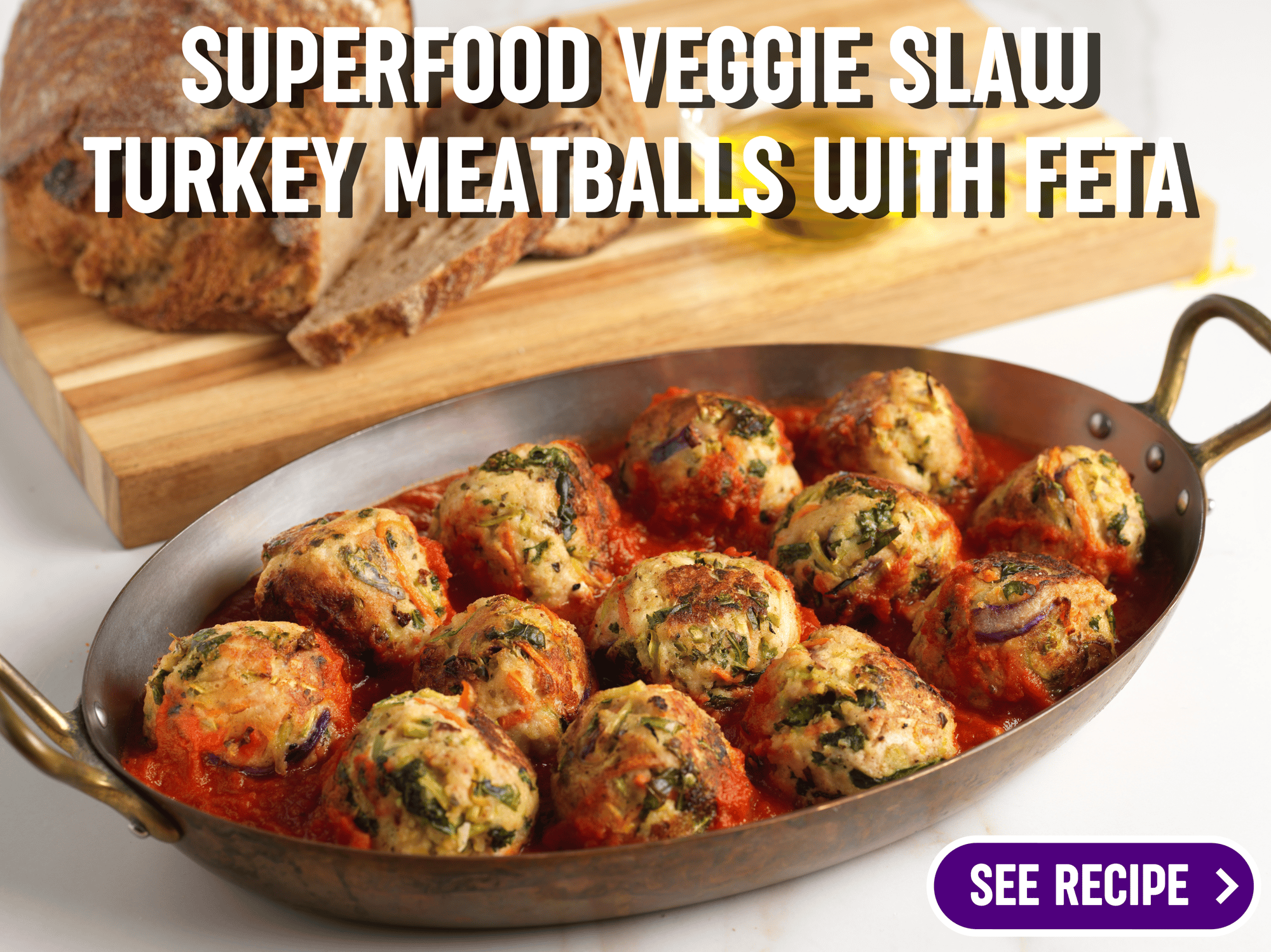 CB Superfood Veggie Slaw Turkey Meatballs with Feta